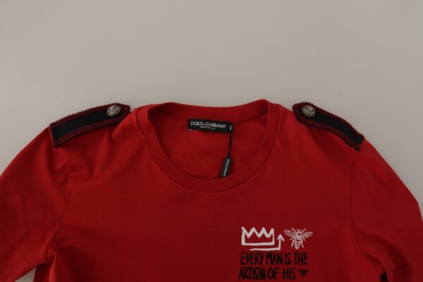 Dolce & Gabbana Elegant Red Crewneck Cotton Tee - Image 4