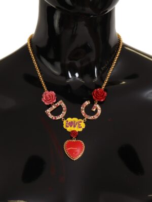 Dolce & Gabbana Glamorous Gold Crystal Charm Necklace