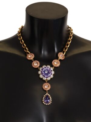 Dolce & Gabbana Elegant Floral Crystal Statement Necklace