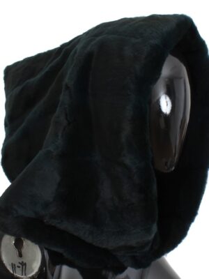 Dolce & Gabbana Exclusive Green Weasel Fur Hooded Scarf