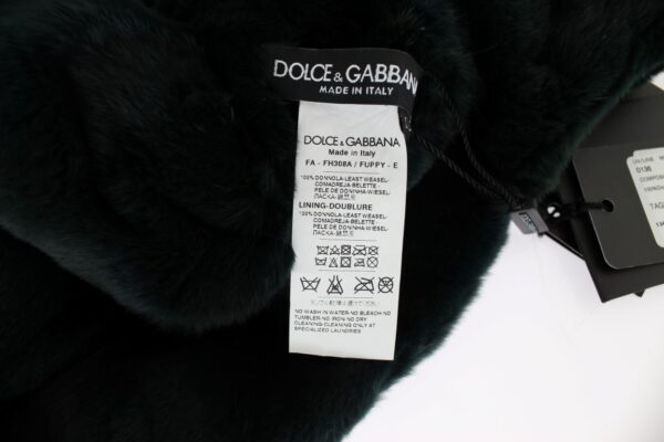 Dolce & Gabbana Exclusive Green Weasel Fur Hooded Scarf - Image 7