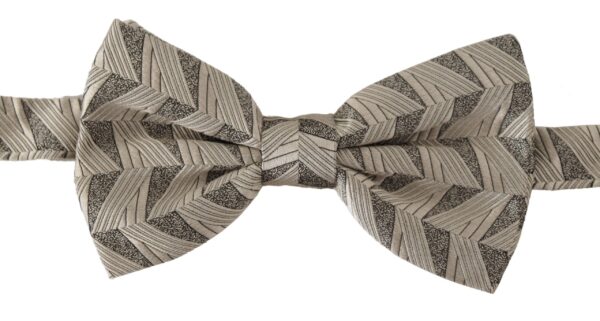 Dolce & Gabbana Elegant Silk Grey Bow Tie - Image 2