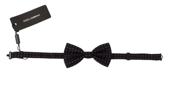 Dolce & Gabbana Elegant Black Polka Dot Silk Bow Tie - Image 5