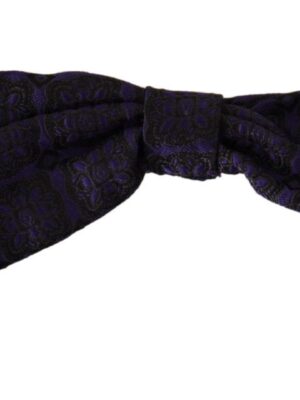 Dolce & Gabbana Elegant Blue Geometric Silk Bow Tie