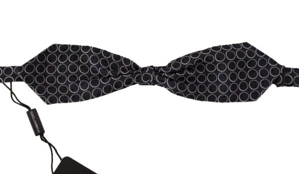 Dolce & Gabbana Elegant Black and White Silk Bow Tie - Image 3