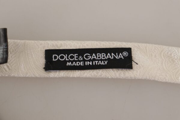 Dolce & Gabbana Elegant White Silk Bow Tie - Image 5