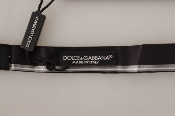 Dolce & Gabbana Elegant Silk Bow Tie in Black and Grey - Image 4