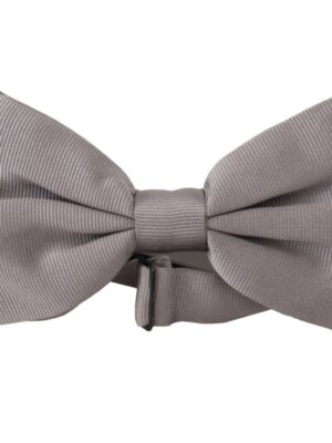 Dolce & Gabbana Elegant Gray Silk Bow Tie