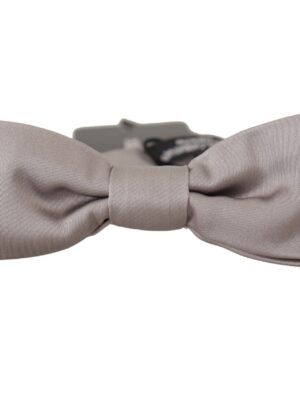 Dolce & Gabbana Elegant Silver Silk Bow Tie for Sophisticated Evening