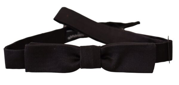Dolce & Gabbana Elegant Black Silk Bow Tie - Image 2