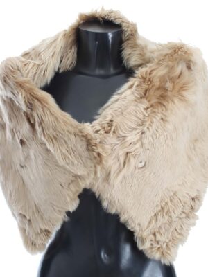 Dolce & Gabbana Elegant Alpaca Fur Shoulder Wrap in Beige
