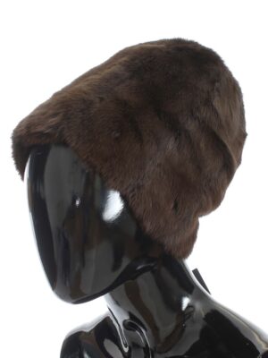 Dolce & Gabbana Luxurious Brown Weasel Fur Beanie