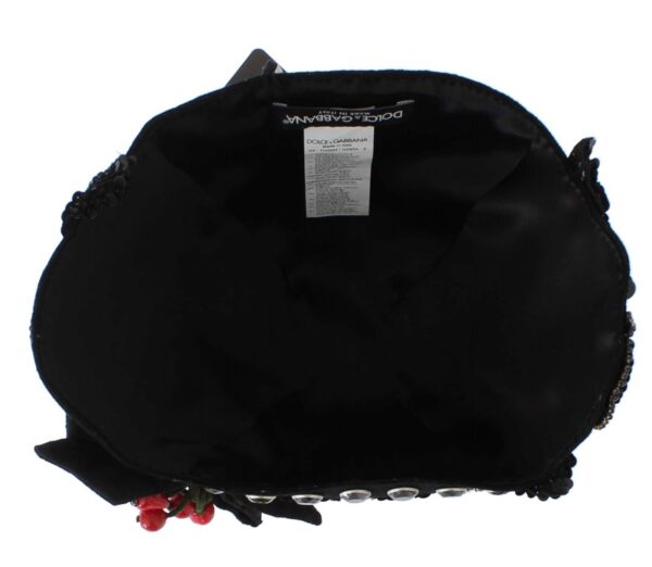 Dolce & Gabbana Elegant Black Crystal-Adorned Cloche Hat - Image 6