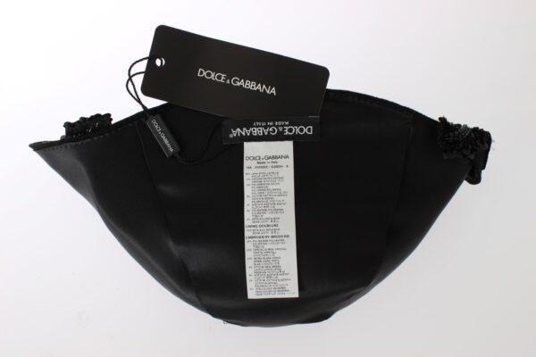 Dolce & Gabbana Elegant Black Crystal-Adorned Cloche Hat - Image 7
