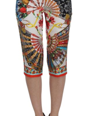 Dolce & Gabbana Multicolor Majolica Silk Capri Pants