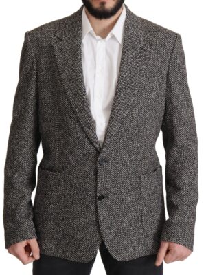 Dolce & Gabbana Exquisite Gray Herringbone Blazer Jacket