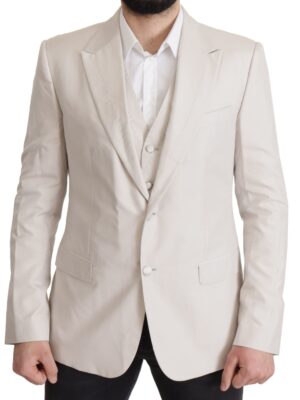 Dolce & Gabbana Elegant Light Gray Silk Blend Suit Jacket Set