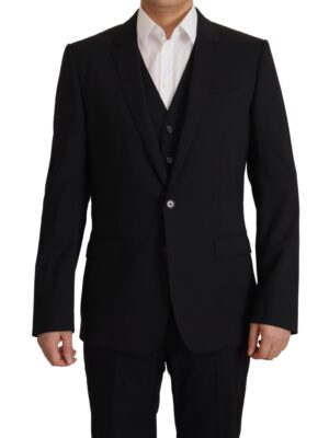 Dolce & Gabbana Elegant Black Martini Blazer and Vest Ensemble