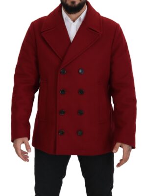 Dolce & Gabbana Elegant Red Double Breasted Wool Jacket