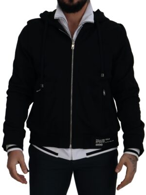 Dolce & Gabbana Elegant Black Bomber Jacket with Hood
