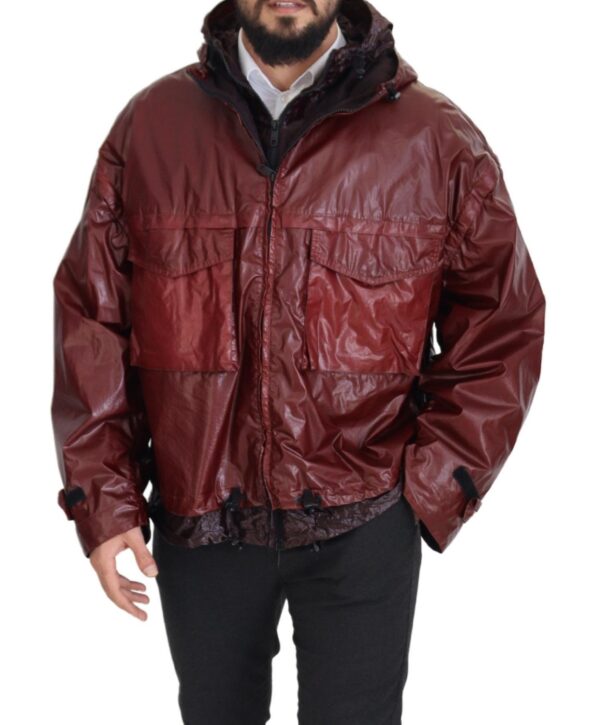 Dolce & Gabbana Elegant Bordeaux Full Zip Hooded Jacket - Image 5