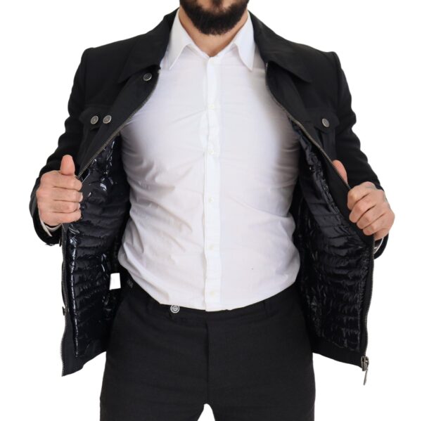Dolce & Gabbana Elegant Full Zip Black Wool Blend Jacket - Image 2
