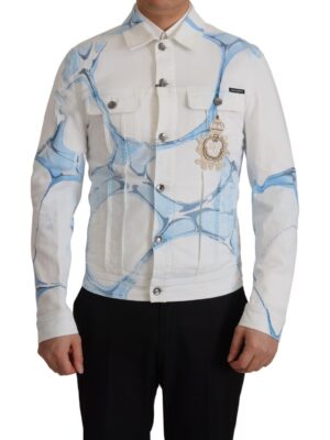 Dolce & Gabbana Multicolor Logo Embroidered Denim Jacket