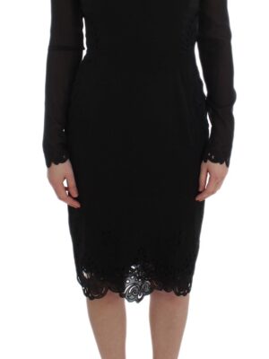 Dolce & Gabbana Elegant Black Floral Lace Sheath Dress