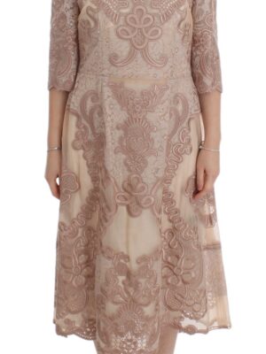 Dolce & Gabbana Elegant Pink Lace Embroidered Shift Dress