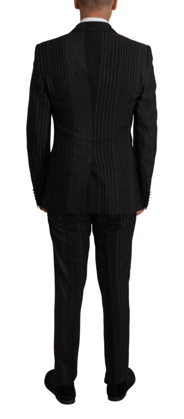Dolce & Gabbana Elegant Black Striped Slim Fit Two-Piece Suit - Image 4