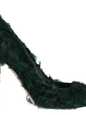 Dolce & Gabbana Elegant Green Xiangao Fur Leather Pumps