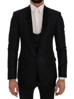 Dolce & Gabbana Elegant Blue & Black Slim Fit Suit Ensemble