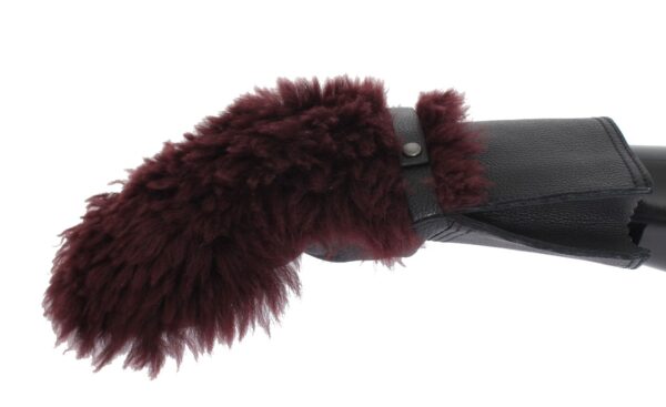 Dolce & Gabbana Elegant Black & Bordeaux Leather Gloves - Image 2
