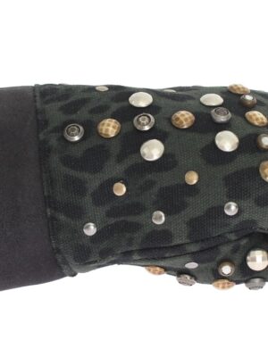 Dolce & Gabbana Elegant Studded Gray Wool Shearling Gloves