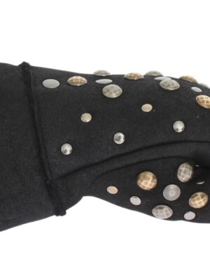 Dolce & Gabbana Elegant Studded Gray Wool Gloves