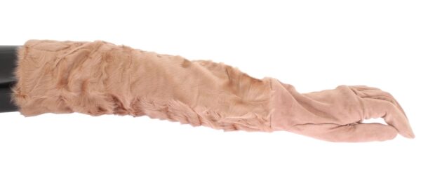 Dolce & Gabbana Elegant Beige Suede Elbow-Length Gloves - Image 2