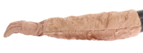 Dolce & Gabbana Elegant Beige Suede Elbow-Length Gloves - Image 3