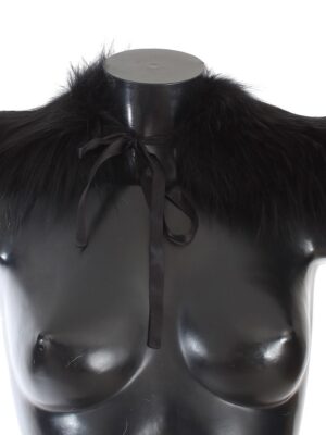 Dolce & Gabbana Black Fox Fur Chic Shoulder Wrap