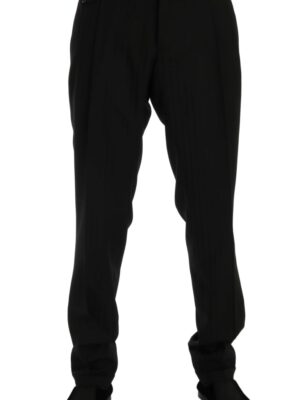 Dolce & Gabbana Elegant Black Striped Straight Fit Dress Pants