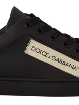 Dolce & Gabbana Chic Black and Gold Low-top Leather Sneakers