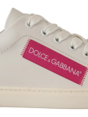 Dolce & Gabbana Elegant White Leather Low-Top Sneakers