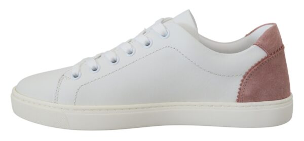 Dolce & Gabbana Chic White Pink Leather Low-Top Sneakers - Image 7