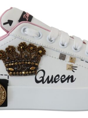 Dolce & Gabbana Queen Crown Chic Leather Sneakers