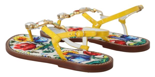 Dolce & Gabbana Majolica Crystal Embellished Leather Sandals - Image 2