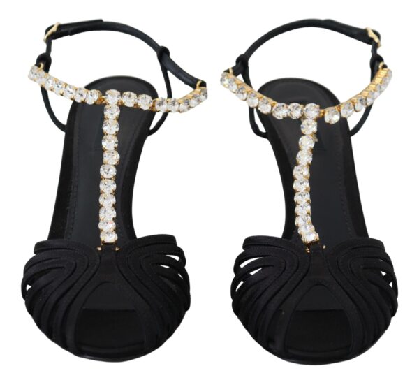 Dolce & Gabbana Elegant Silk Blend Crystal T-Strap Heels - Image 6