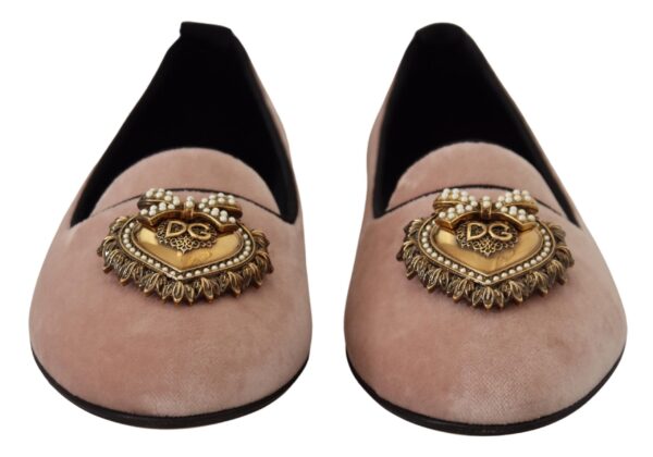 Dolce & Gabbana Elegant Pink Velvet Devotion Loafers - Image 6