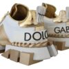 Dolce & Gabbana Elegant White and Gold Leather Sneakers - Image 2