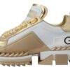 Dolce & Gabbana Elegant White and Gold Leather Sneakers - Image 4