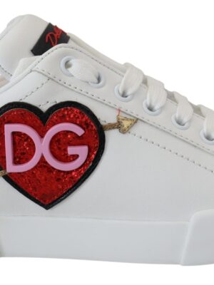 Dolce & Gabbana Elegant White Portofino Leather Sneakers