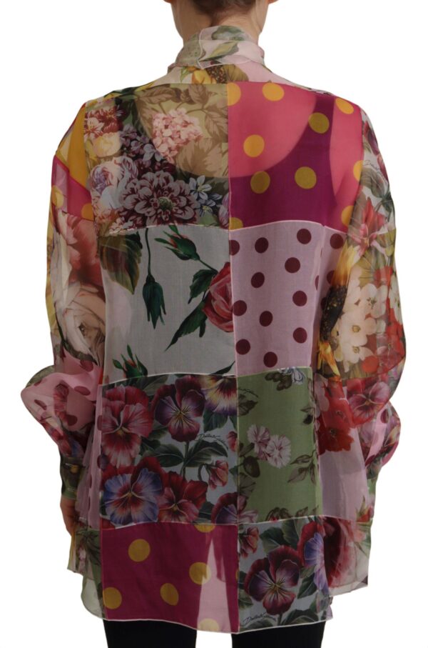 Dolce & Gabbana Multicolor Silk Ascot Collar Blouse - Image 3